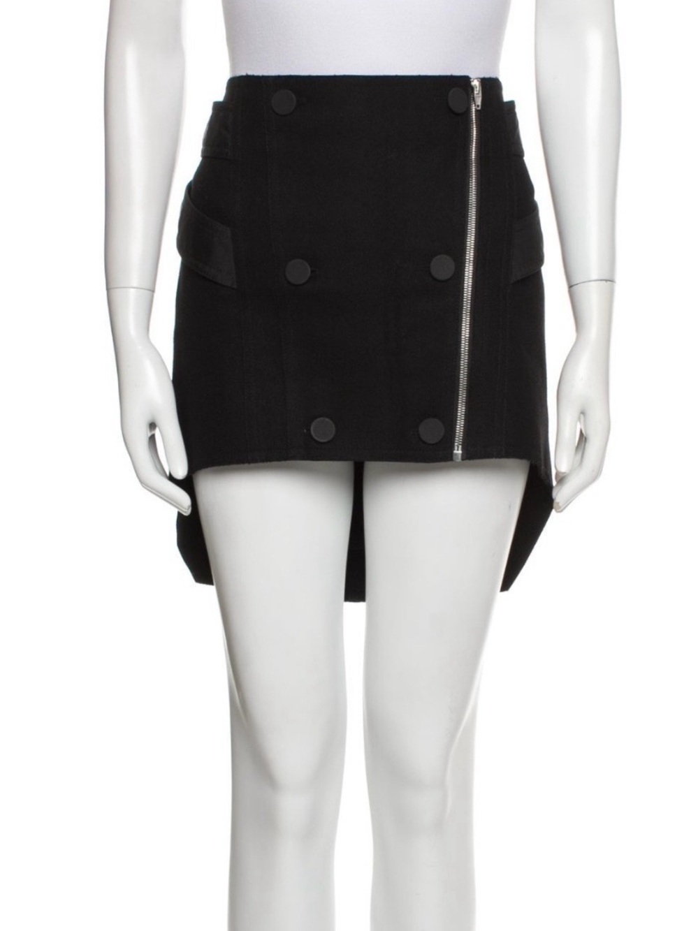 Alexander Wang Black Asymmetric Mini Skirt with Zip Detail